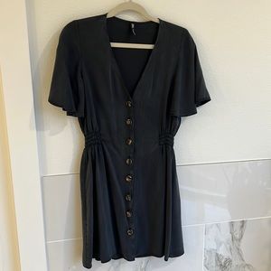 Zara Short Sleeve Button Up Dress Navy